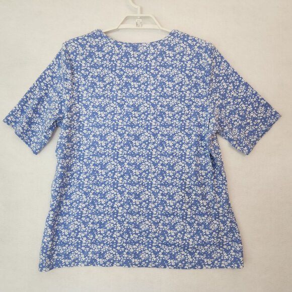 Time and Tru Womens Top Blue White Floral XXXL 22 Short Sleeve Stretch - Picture 3 of 8